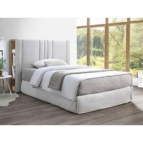 Vente Unique Tête de lit avec rangements 140 cm Tissu Gris clair et naturel SIVERI
