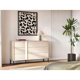 Vente Unique Commode 6 tiroirs Avec LEDs Beige ELYNIA