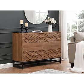 Vente Unique Commode 6 tiroirs MDF et acier Coloris : Naturel et noir CARATANA