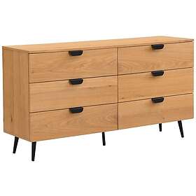 Vente Unique Commode 6 tiroirs Placage chêne Coloris : Naturel et noir SINOLO