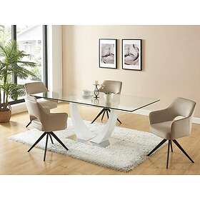 Avec Lot de 2 chaises pivotantes accoudoirs en velours et métal noir Beige KONYA