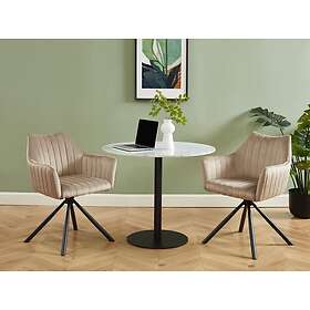 Avec Lot de 2 chaises accoudoirs en velours et métal Beige IZIALI