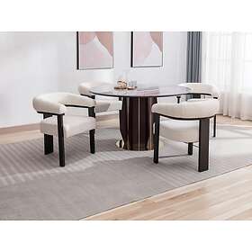 Pascal Morabito Lot de 2 chaises avec accoudoirs en tissu bouclette et bois d'hévéa Blanc et noir LIVELIA de