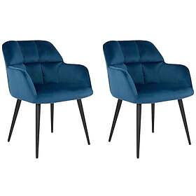 Pascal Morabito Lot de 2 chaises avec accoudoirs Velours et métal Bleu PEGA de