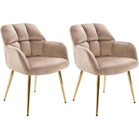 Pascal Morabito Lot de 2 chaises avec accoudoirs Velours et métal doré Beige PEGA de
