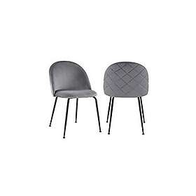 Noir Lot de 2 chaises en velours et acier inoxydable Gris MELBOURNE