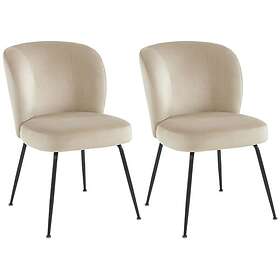 Vente Unique Lot de 2 chaises en velours et métal Beige POLPONA