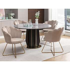 Vente Unique Lot de 6 chaises en velours et métal Beige et doré FIORI II