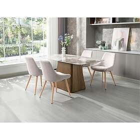 Vente Unique Lot de 6 chaises en tissu et hêtre Beige MASURIE