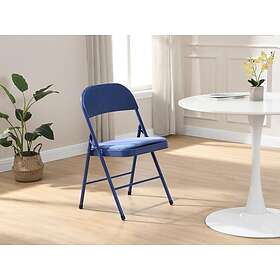 Vente Unique Lot de 6 chaises pliantes en velours et métal Bleu ORTENSIA