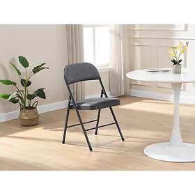 Vente Unique Lot de 6 chaises pliantes en velours et métal Gris ORTENSIA