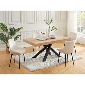 Vente Unique Lot de 6 chaises en velours côtelé et métal Crème MASURIE