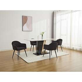 Bibo Lot de 2 chaises avec accoudoirs Effet velours & métal Noir
