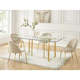 Vente Unique Lot de 6 chaises Velours et acier inoxydable doré Beige MELBOURNE