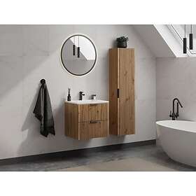 Vente Unique Colonne de salle de bain suspendue striée Naturel clair H140 cm ZEVARA