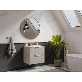 Vente Unique Meuble sous vasque suspendu strié Beige L60 cm ZEVARA