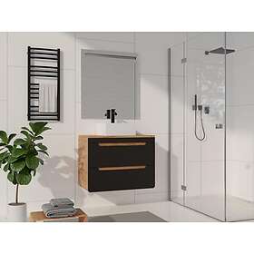 Vente Unique Meuble sous vasque suspendu coloris naturel et anthracite 80 cm ARUBA