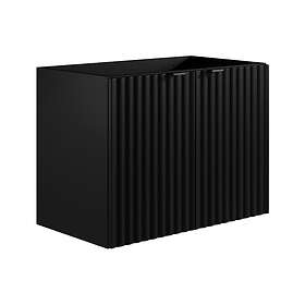 Vente Unique Meuble sous vasque suspendu strié Noir L80 cm ZILGA