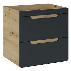 Vente Unique Meuble sous vasque suspendu coloris naturel et anthracite 60 cm ARUBA