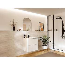 Vente Unique Meuble sous vasque suspendu strié Blanc mat 60 cm ZEVINI