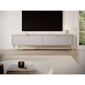 Vente Unique Meuble TV avec 2 portes en MDF Beige et doré ELONARIA de Pascal Morabito