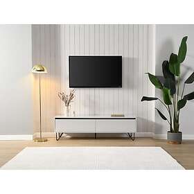 Vente Unique ABUJA TV Bench 2 dörrar MDF och stål Vit och Svart