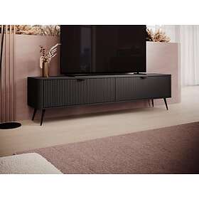 Vente Unique Meuble TV avec 2 portes en MDF Noir ELONARIA de Pascal Morabito