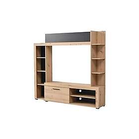 Vente Unique Mur TV BALTIMORE Avec rangements Coloris : Chêne & Anthracite