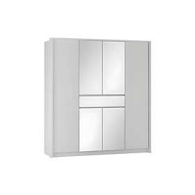 Vente Unique Armoire 6 portes et 1 tiroir Avec miroir L200 cm Blanc ZADIA