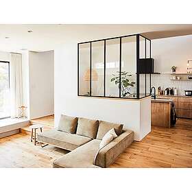 Vente Unique Verrière d'angle atelier en aluminium thermolaqué L120 x L60 x H105 cm Noir BAYVIEW