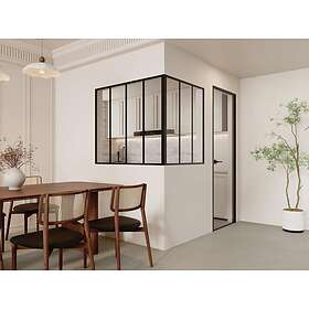 Vente Unique Verrière d'angle d'atelier en aluminium thermolaqué L120 x L90 x H105 Noir BAYVIEW