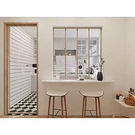 Vente Unique Verrière atelier en aluminium thermolaqué 120x130 cm Naturel clair BAYVIEW