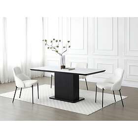 Vente Unique Table à manger 6 personnes en céramique et MDF Effet marbre blanc et Noir LAOMINIA