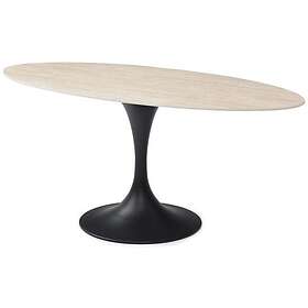 Vente Unique Table à manger 8 personnes en céramique et métal noir Effet travertin beige ELVA de Maison Céphy