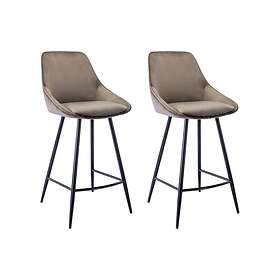 Vente Unique Lot de 2 tabourets de bar Velours Taupe MASURIE