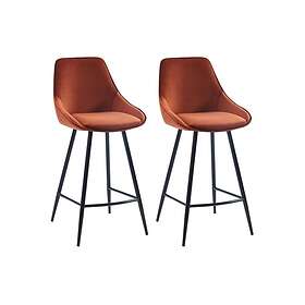 Vente Unique Lot de 2 tabourets de bar Velours Terracotta MASURIE