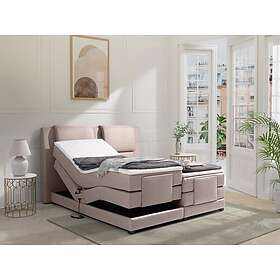 Palacio Ensemble complet boxspring tête de lit sommiers relaxation électrique matelas surmatelas 2 x 80 x 200 cm Tissu Beige CASTEL II de