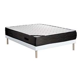 YSMÉE Ensemble 140 x 190 cm sommier tapissier matelas ressorts ensachés 7 zones et mémoire de forme ép.24cm MERISI de