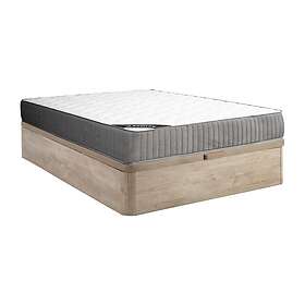 YSMÉE Ensemble 160 x 200 cm sommier coffre naturel clair matelas mousse HR et ac