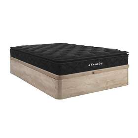 YSMÉE Ensemble 160 x 200 cm sommier coffre naturel clair matelas ressorts ensachés surmatelas intégré ép.28cm BLACK DREAM de