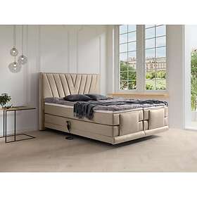 YSMÉE Ensemble complet boxspring tête de lit sommiers relaxation électrique matelas surmatelas 2 x 90 x 200 cm - Velours Beige LUMONI de