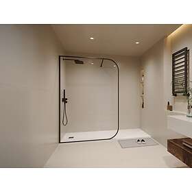 Vente Unique Paroi de douche à l'italienne courbée 140 x 200 cm Noir mat DOUYANO
