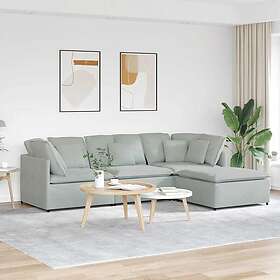 vidaXL Modulsoffa med fotpall och dynor sammet ljusgrå 3321309