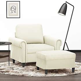 vidaXL Fåtölj med fotpall Gräddvit 60 cm sammet 3201213