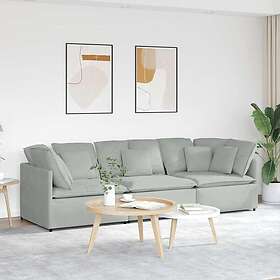 vidaXL Modulsoffa med dynor sammet ljusgrå 3321279