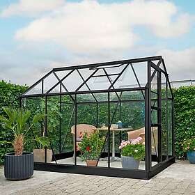 Växthus Bruka Svart Säkerhetsglas, inkl. sockel 4,9 M²