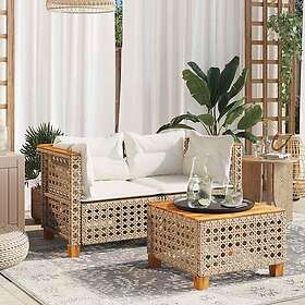 vidaXL Lounge Set 2 Pièces Beige Rotin Artificiel avec Coussins 365937