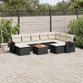 vidaXL Loungegrupp 10 delar med svarta dynor konstrotting 3224845