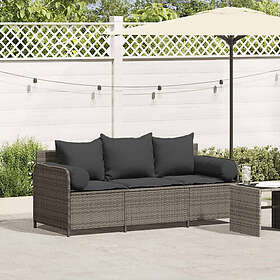 vidaXL Lounge Set 3 Pieces with Cushions Gray Rattan 4104174