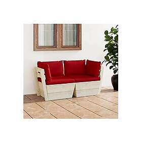 vidaXL Pallsoffa 2-sits med dynor granträ 3063390